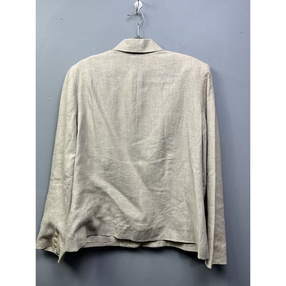 Chaus Jacket Womens 12 Linen Tan Button front Office Casual Lined Neutral - Picture 2 of 7